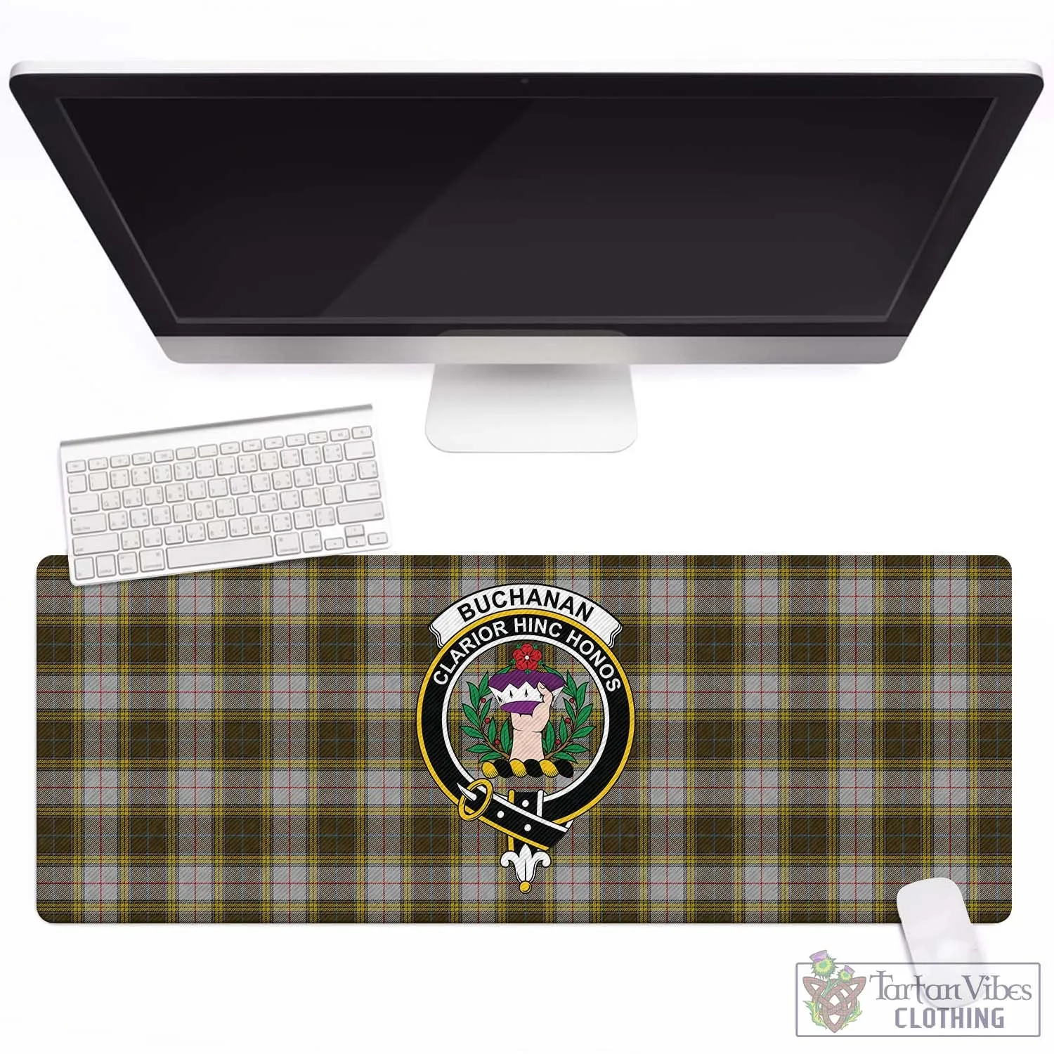 Buchanan Dress Tartan Mouse Pad with Family Crest