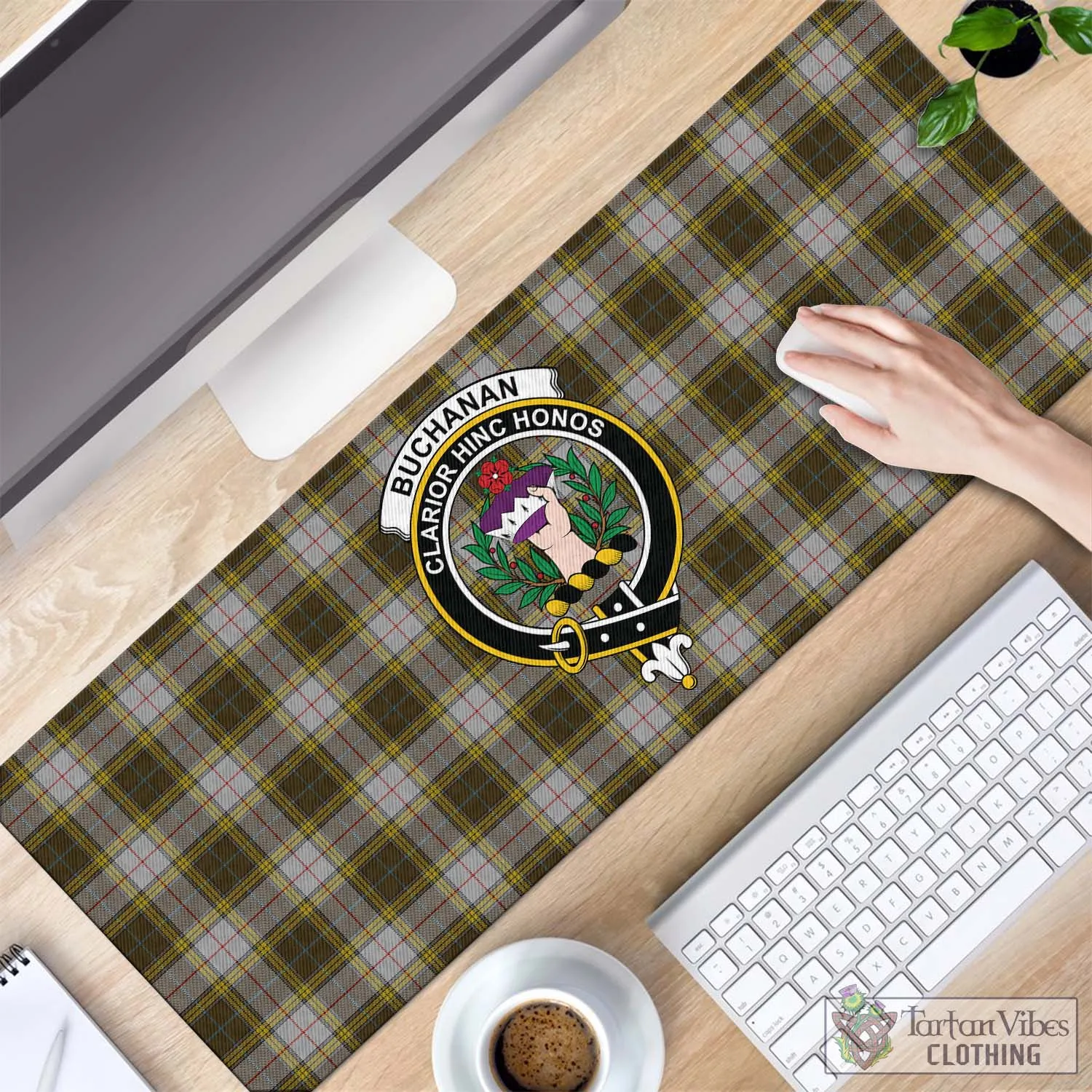 Buchanan Dress Tartan Mouse Pad with Family Crest