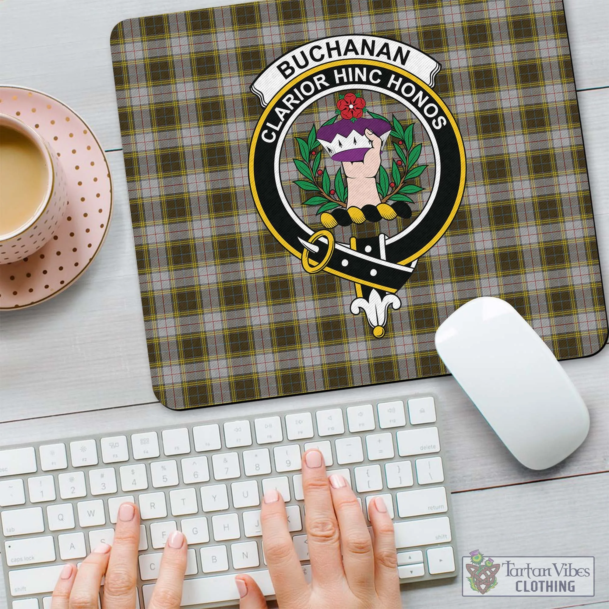 Buchanan Dress Tartan Mouse Pad with Family Crest