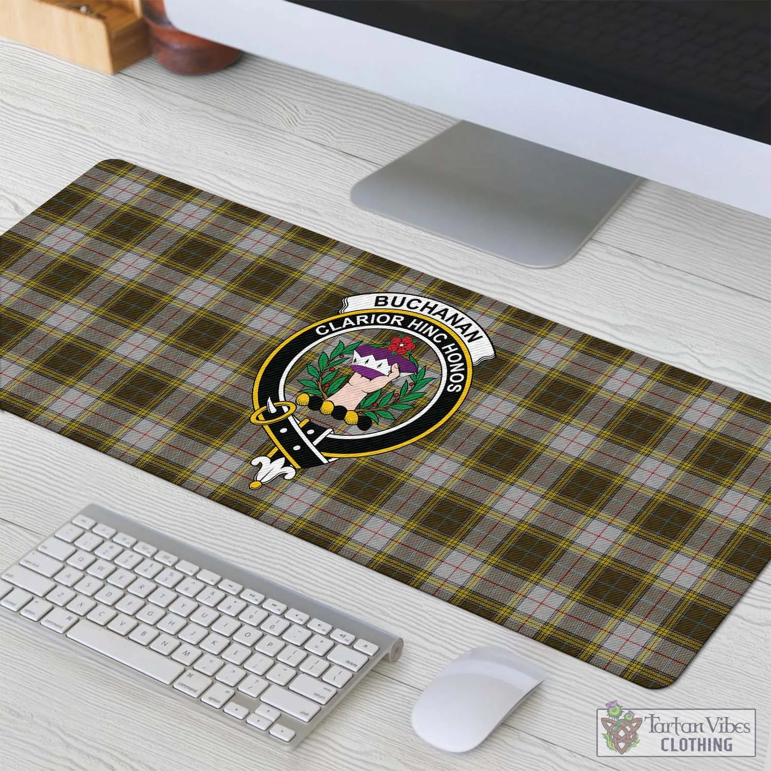 Buchanan Dress Tartan Mouse Pad with Family Crest