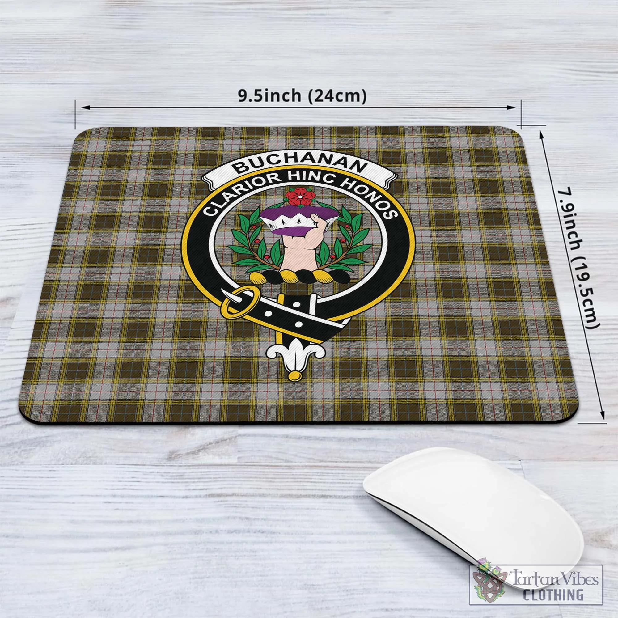 Buchanan Dress Tartan Mouse Pad with Family Crest