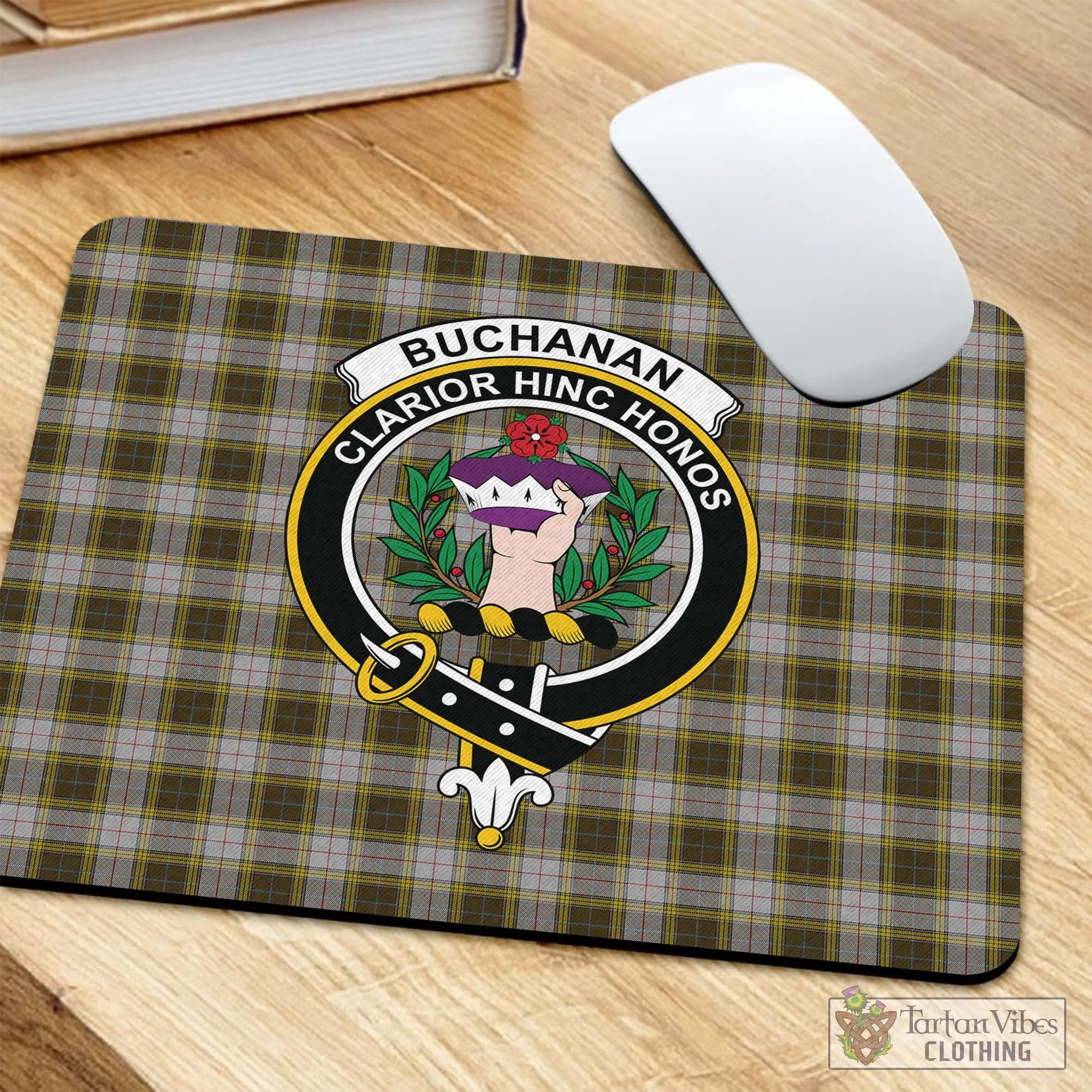 Buchanan Dress Tartan Mouse Pad with Family Crest