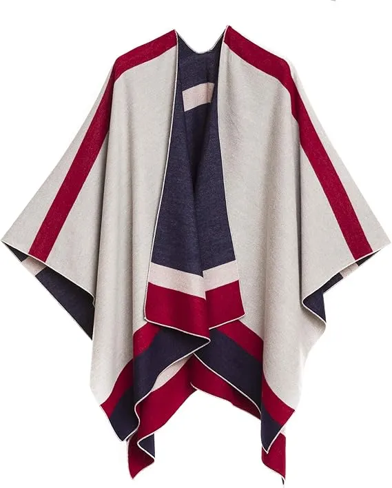 Burgundy Luxurious Knit Sweater Poncho Cardigan