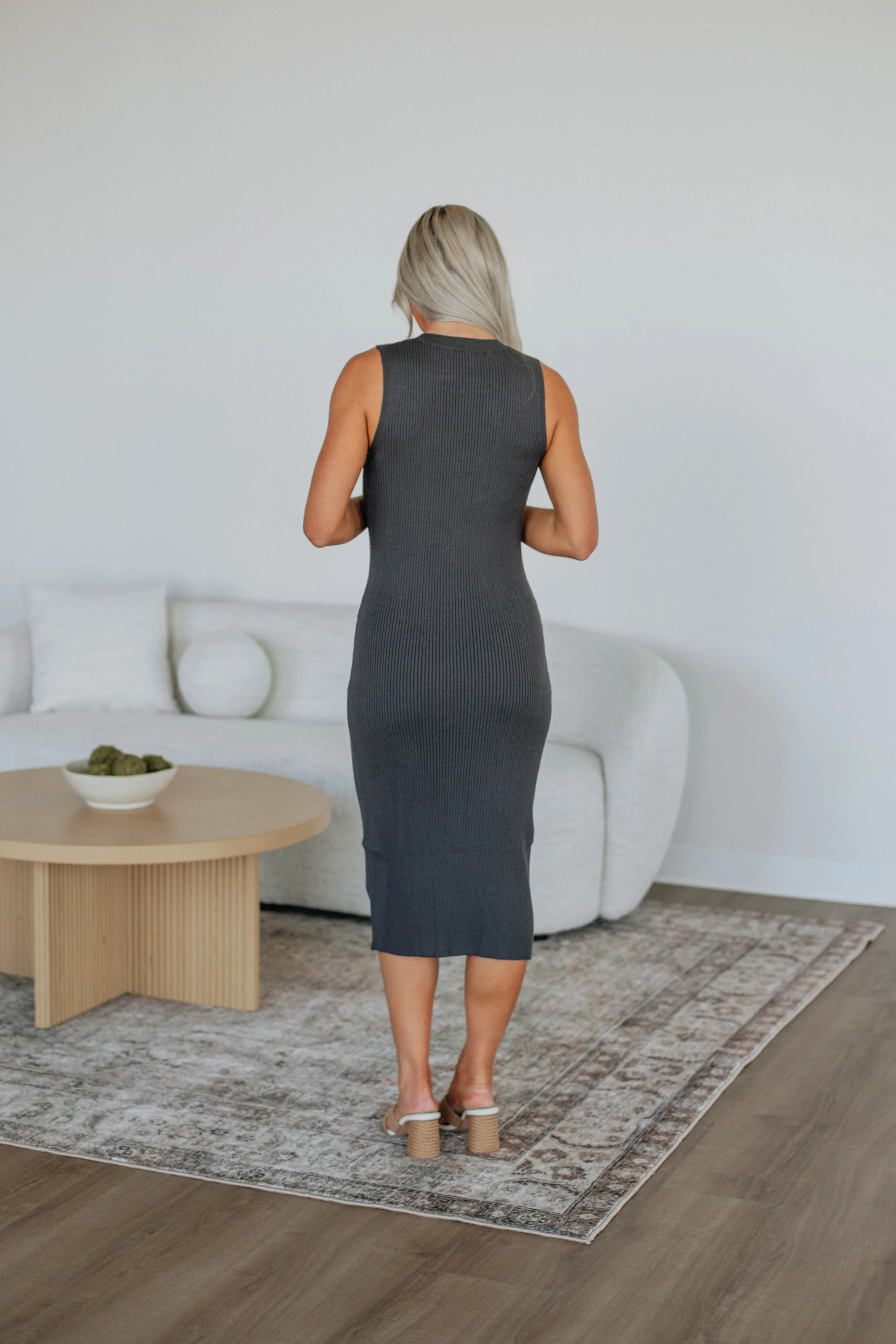 Carina Midi Dress - Charcoal