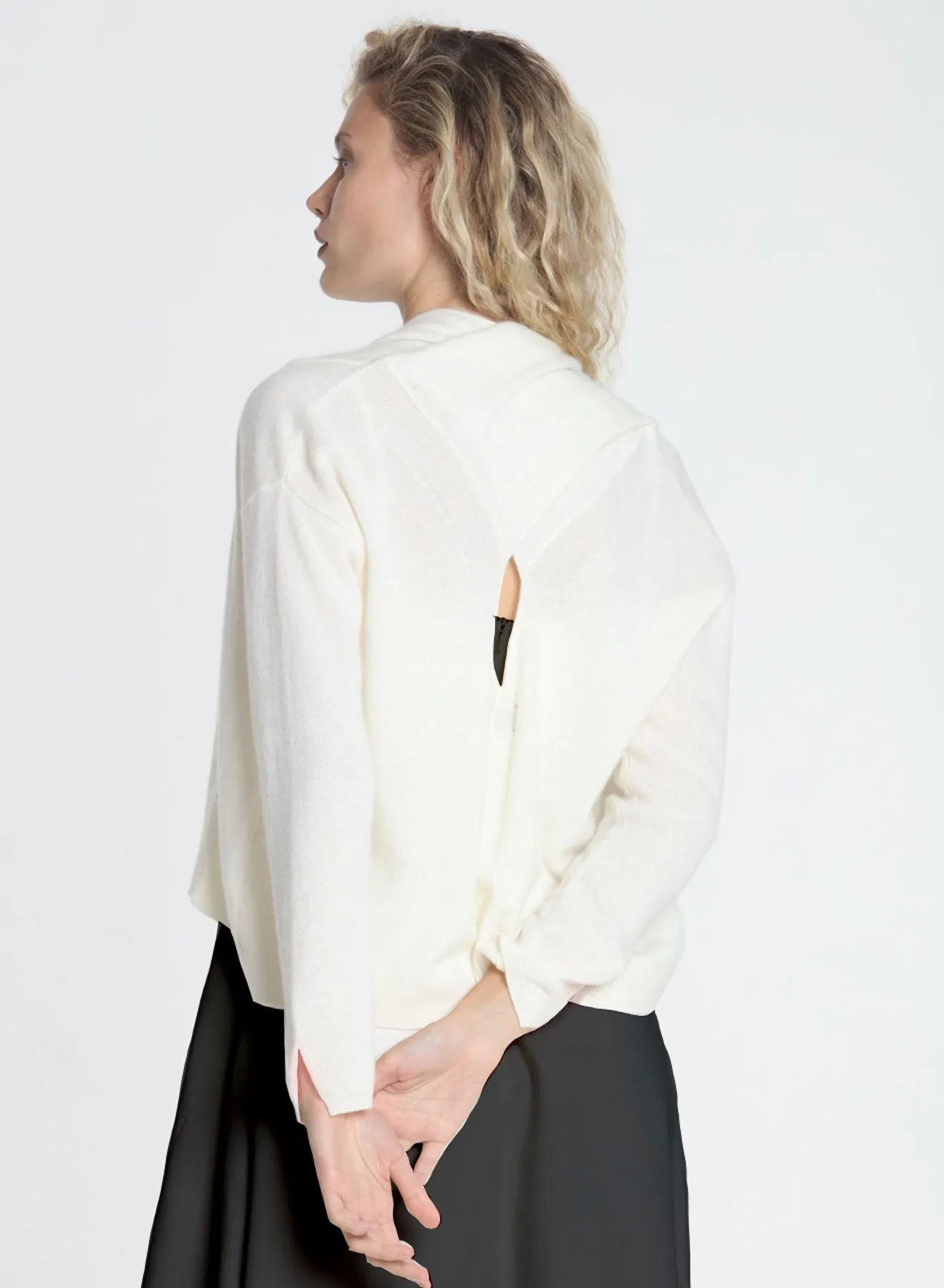 Carla Cross Cardigan - White