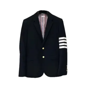 Casual Black Suit Jacket With Stripes On Sleeves