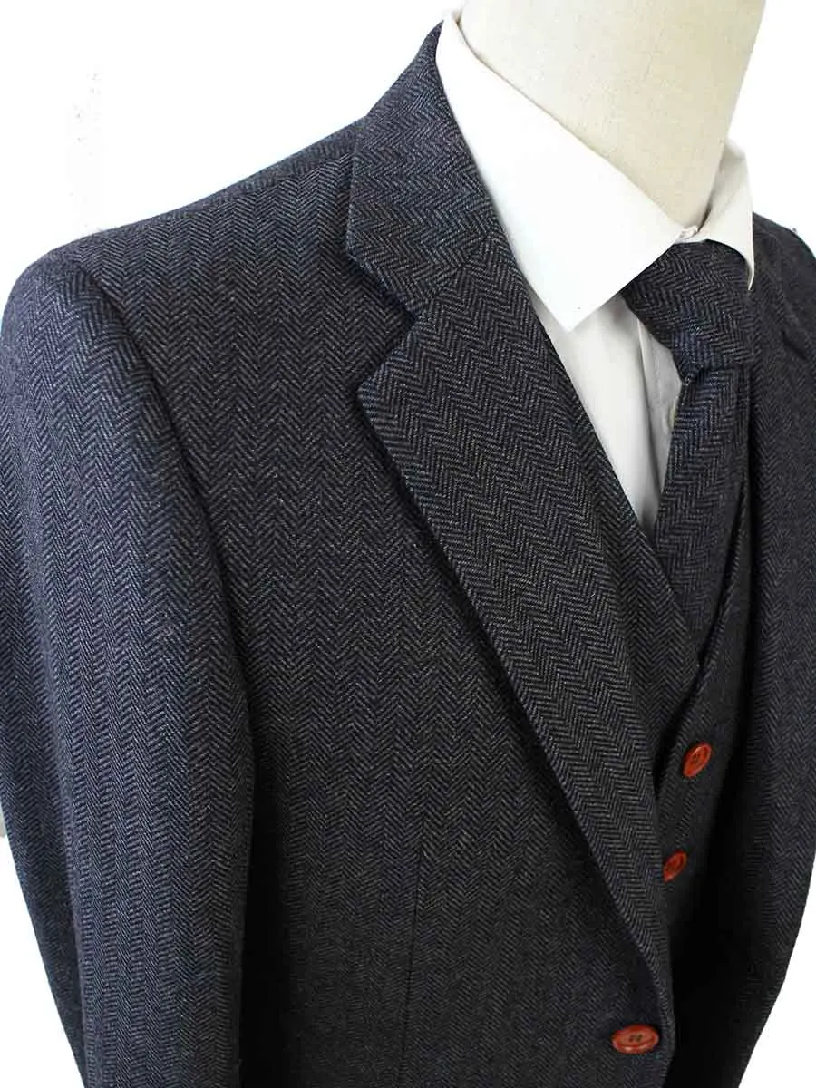 CHARCOAL HERRINGBONE TWEED 3 PIECE SUIT