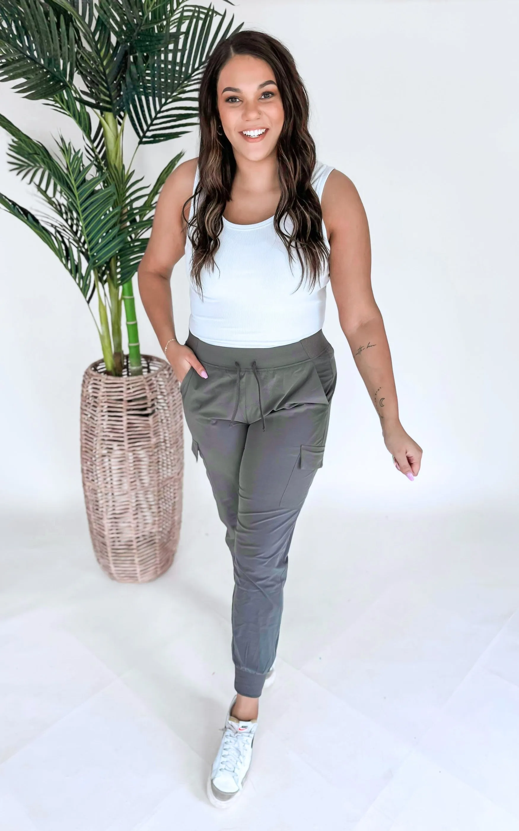 Charcoal High Waisted Solid Knit Jogger