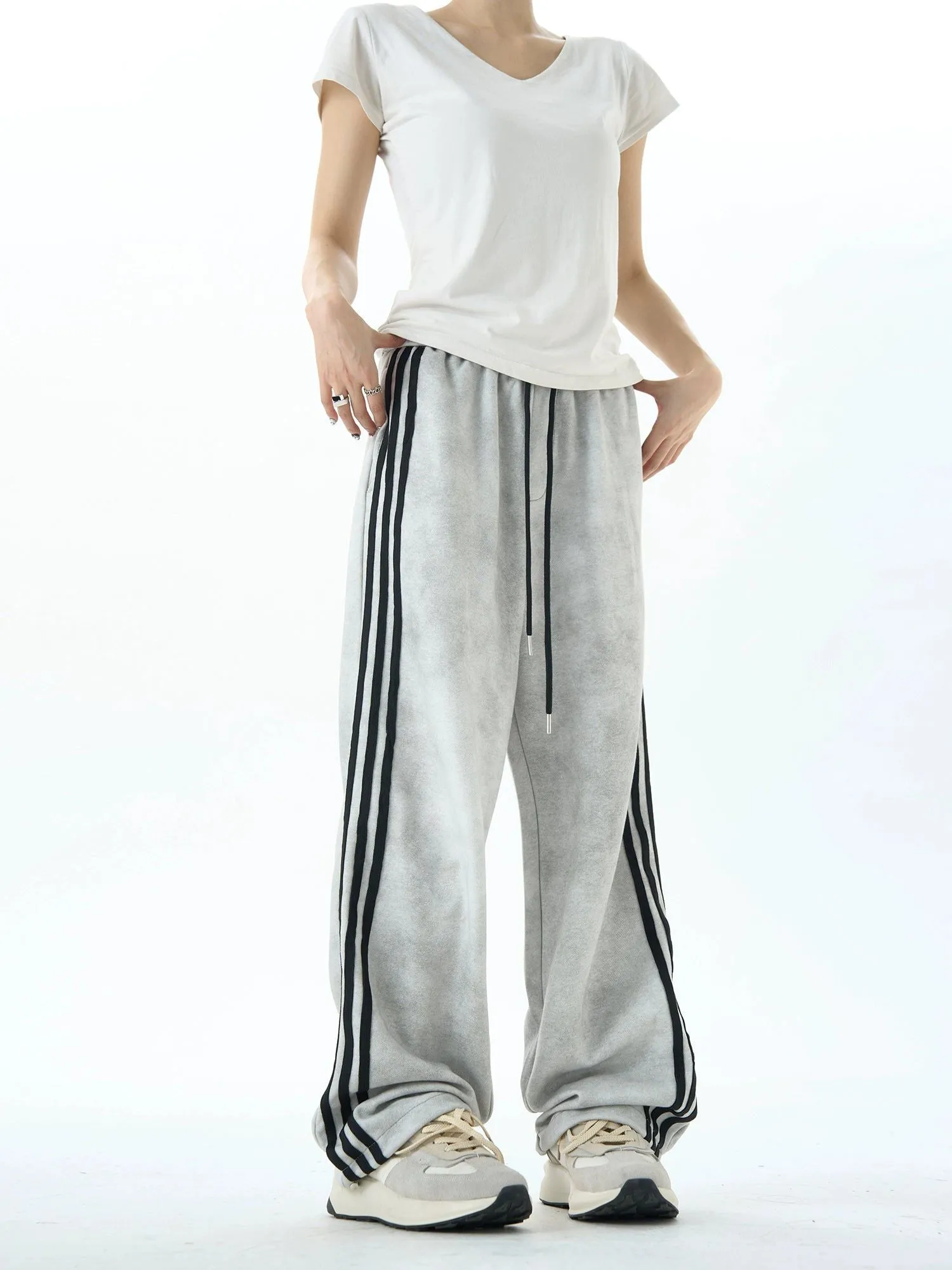 Charcoal Side Stripes Sweatpants