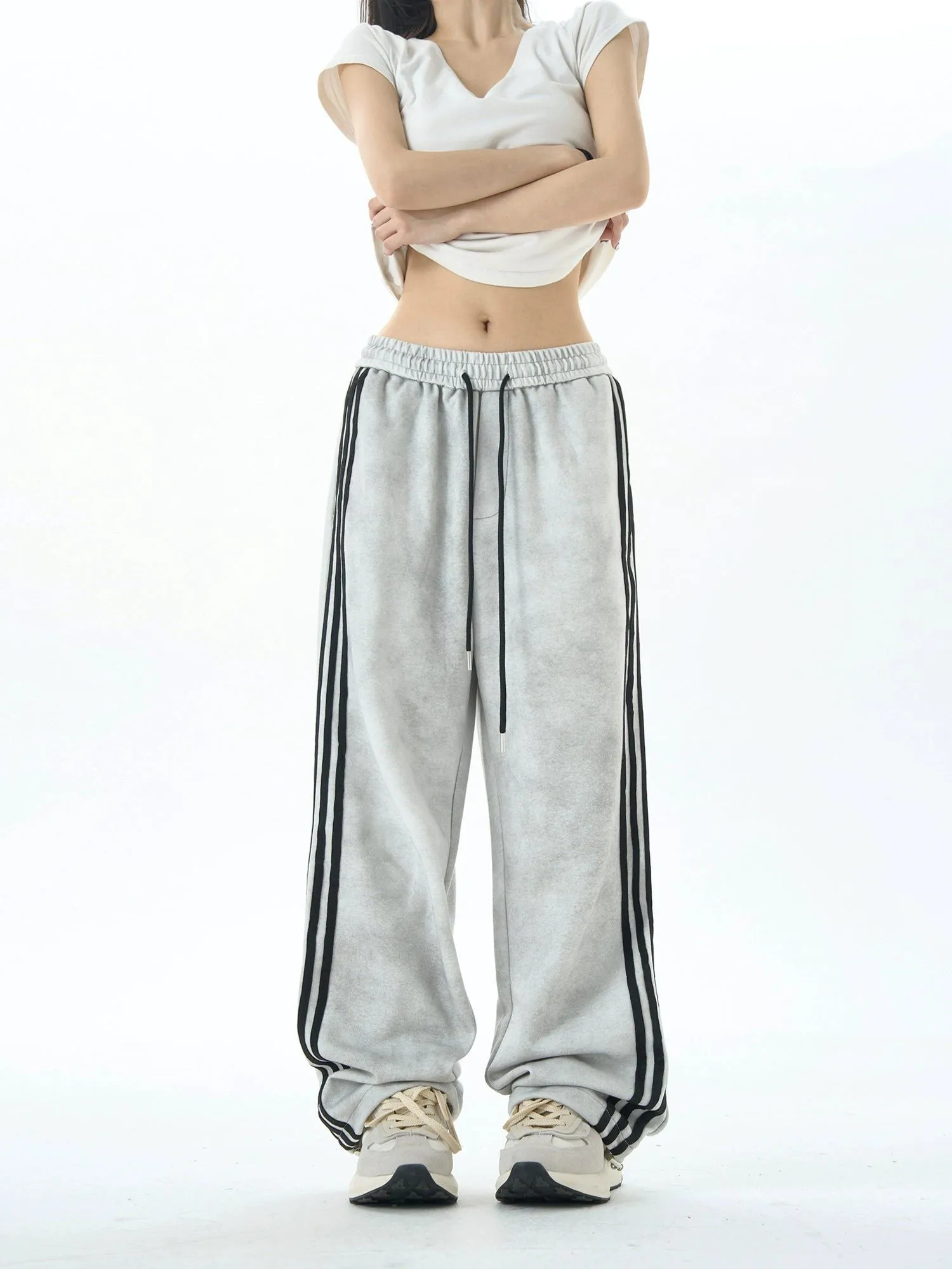 Charcoal Side Stripes Sweatpants