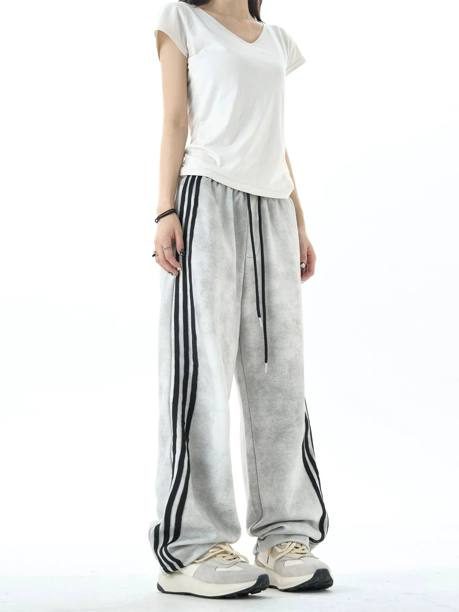 Charcoal Side Stripes Sweatpants