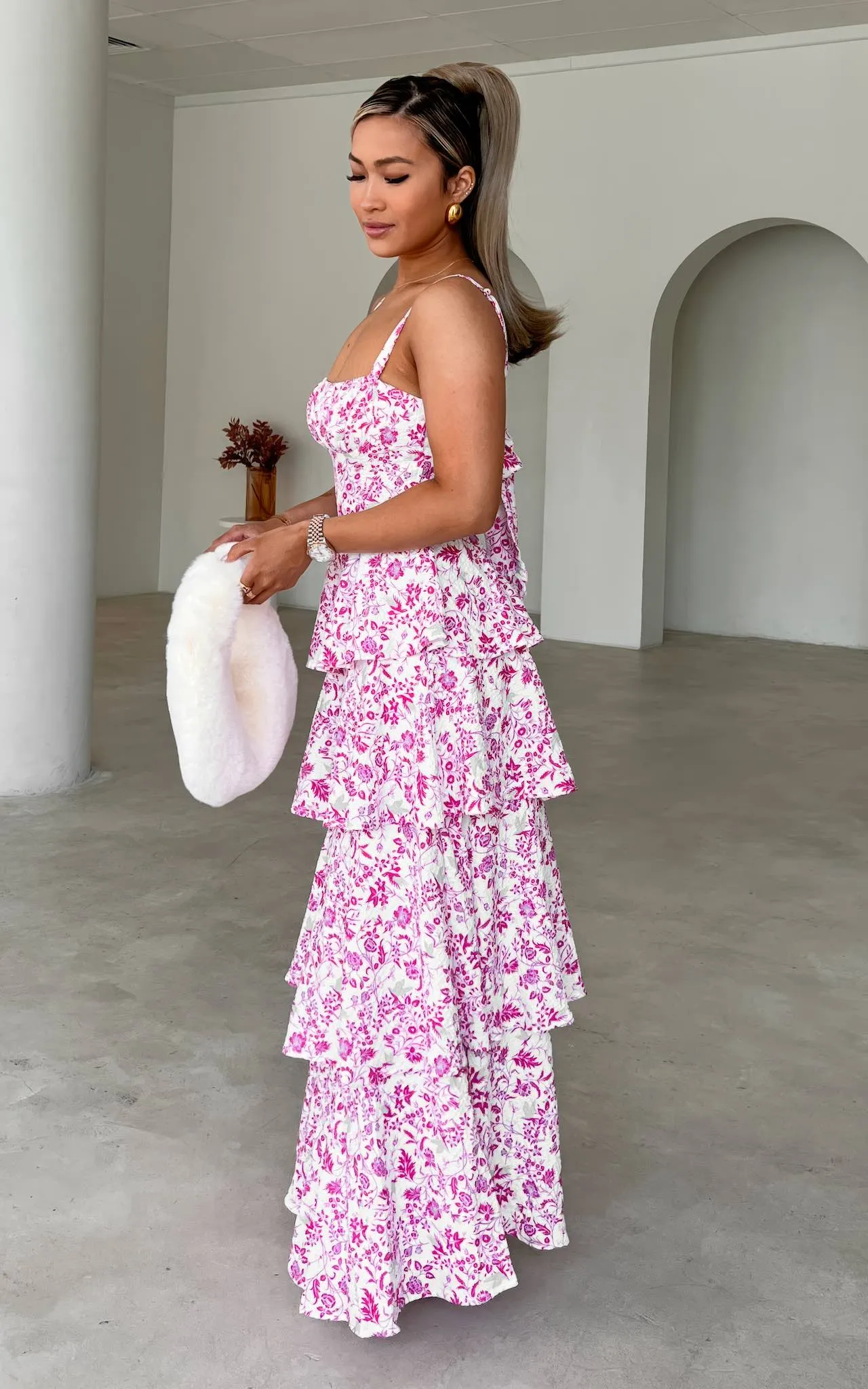 Cheshire Maxi Dress - Hot Pink Floral