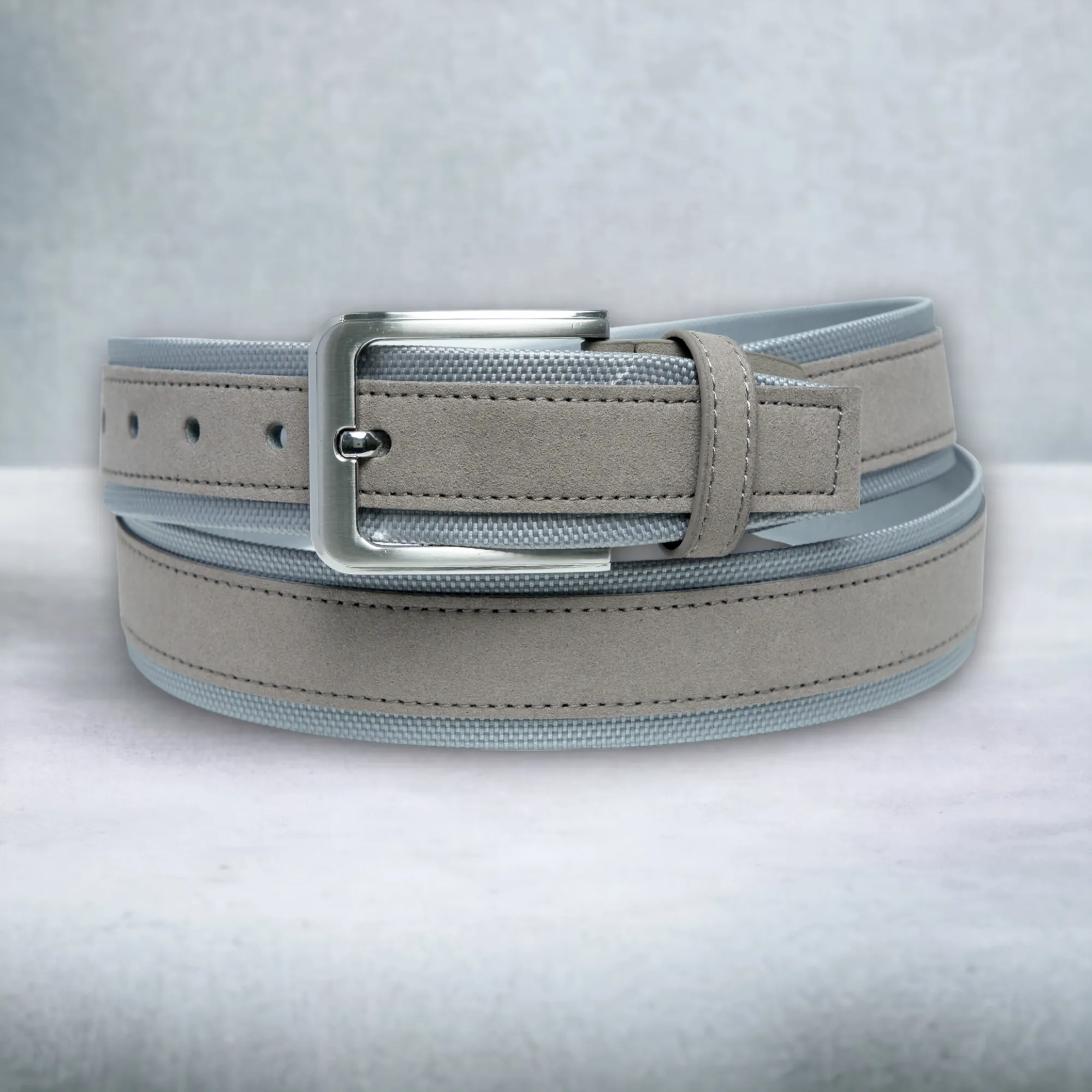 Chokore Suede Leather Belt with Canvas Detailing (Gray)