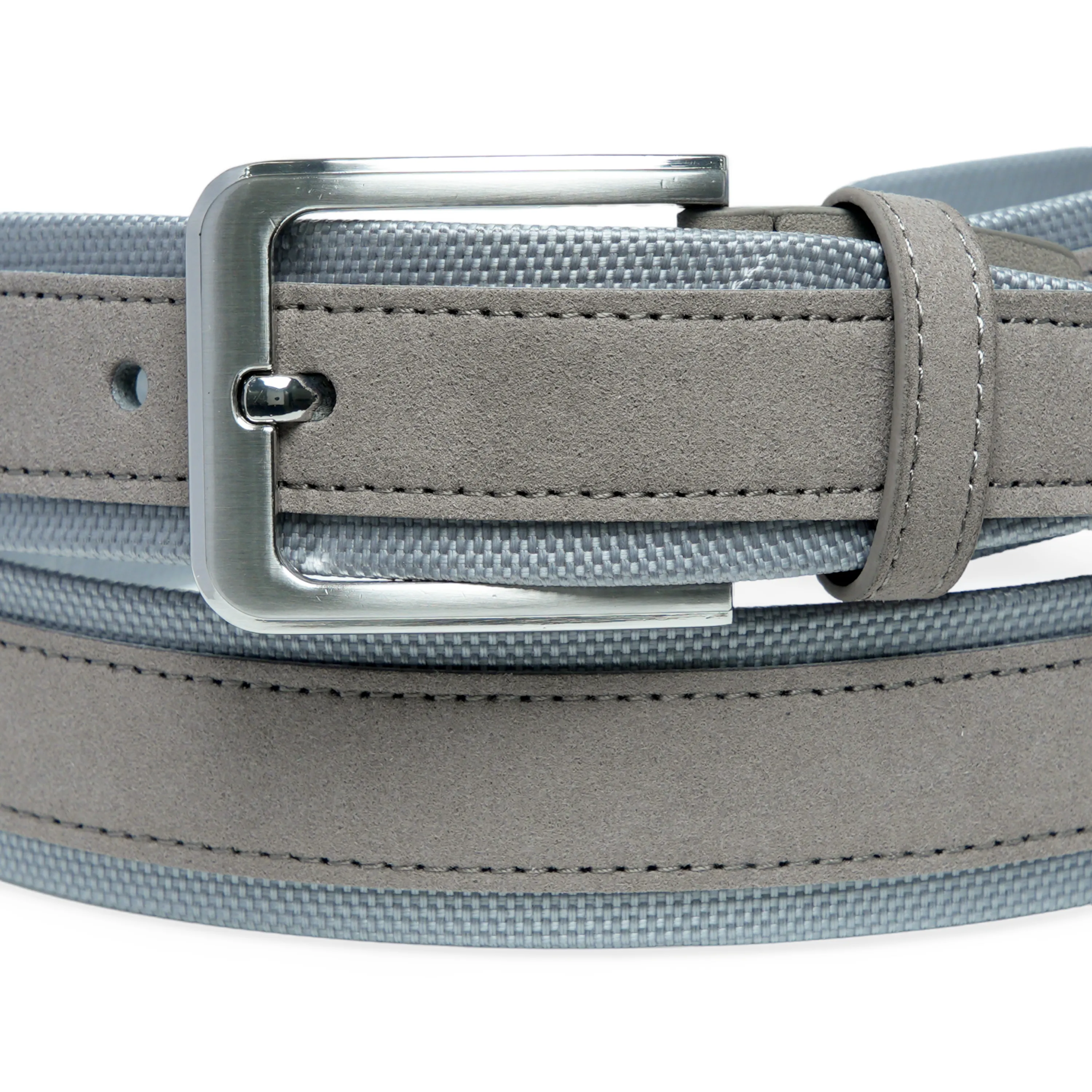 Chokore Suede Leather Belt with Canvas Detailing (Gray)