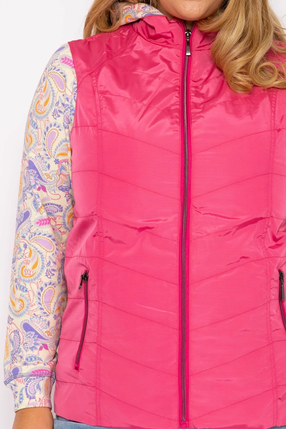 Classic Fit Decorative Seam Gilet in Pink