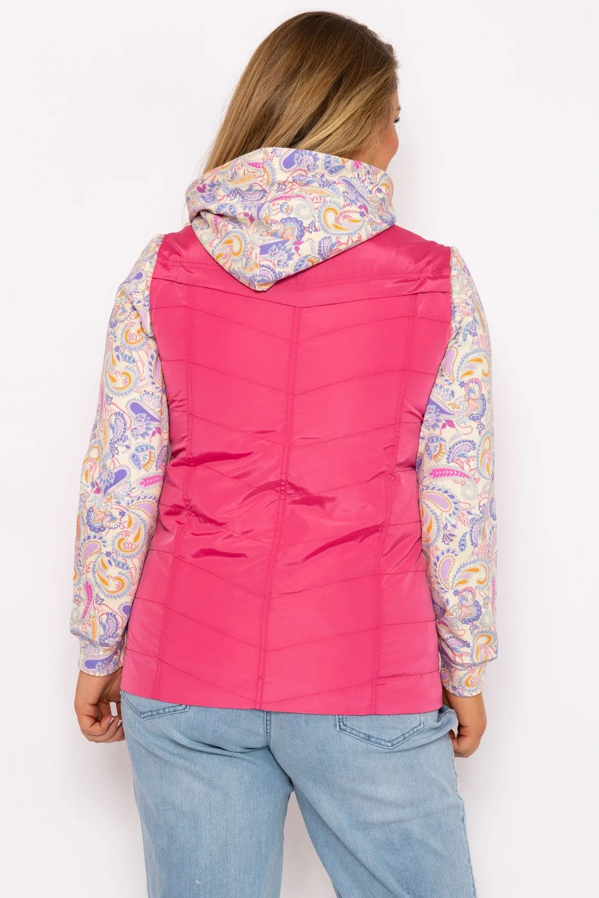 Classic Fit Decorative Seam Gilet in Pink