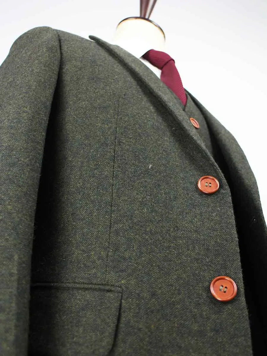 CLASSIC GREEN BARLEYCORN TWEED 3 PIECE SUIT