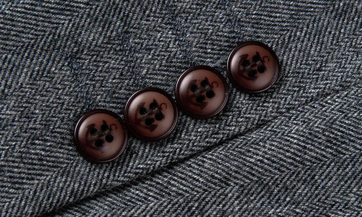 Classic Grey Wool Blend Two buttons Suit