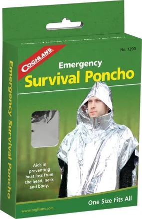 Coghlan's 1390 Emergency Survival Poncho, Metallized Aluminum/Polyethylene :EA: QUANTITY: 6