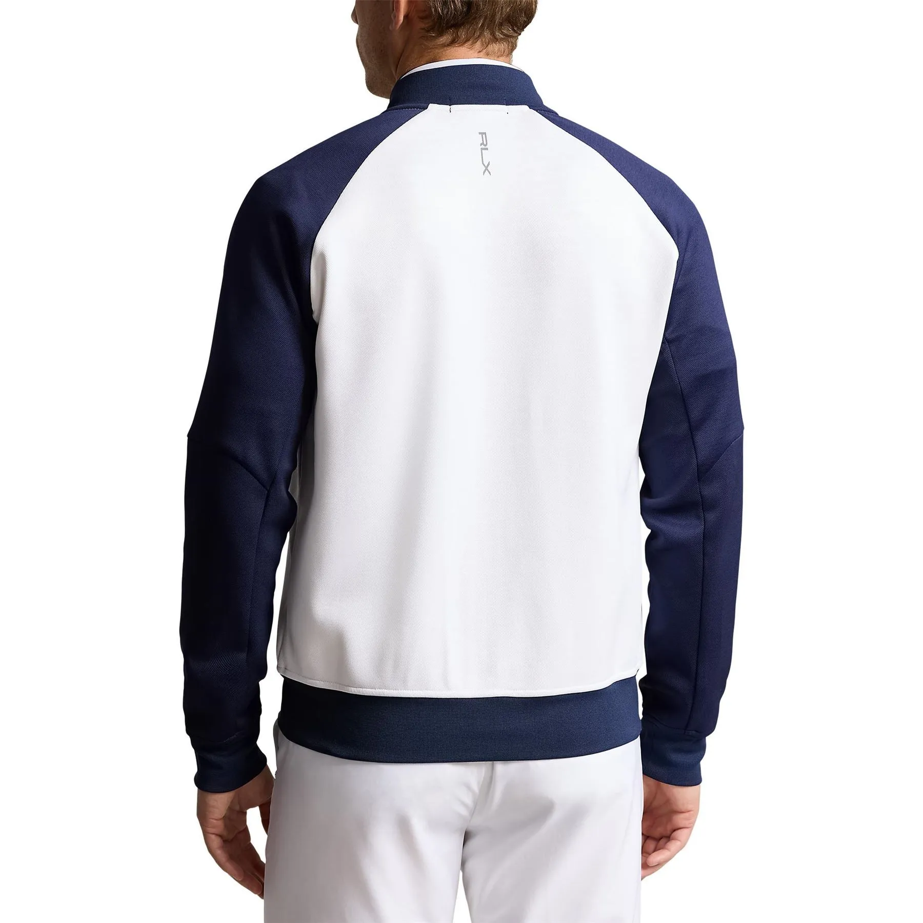 Color-Blocked Double-Knit Bomber Jacket Ceramic White/Refined Navy - SS24