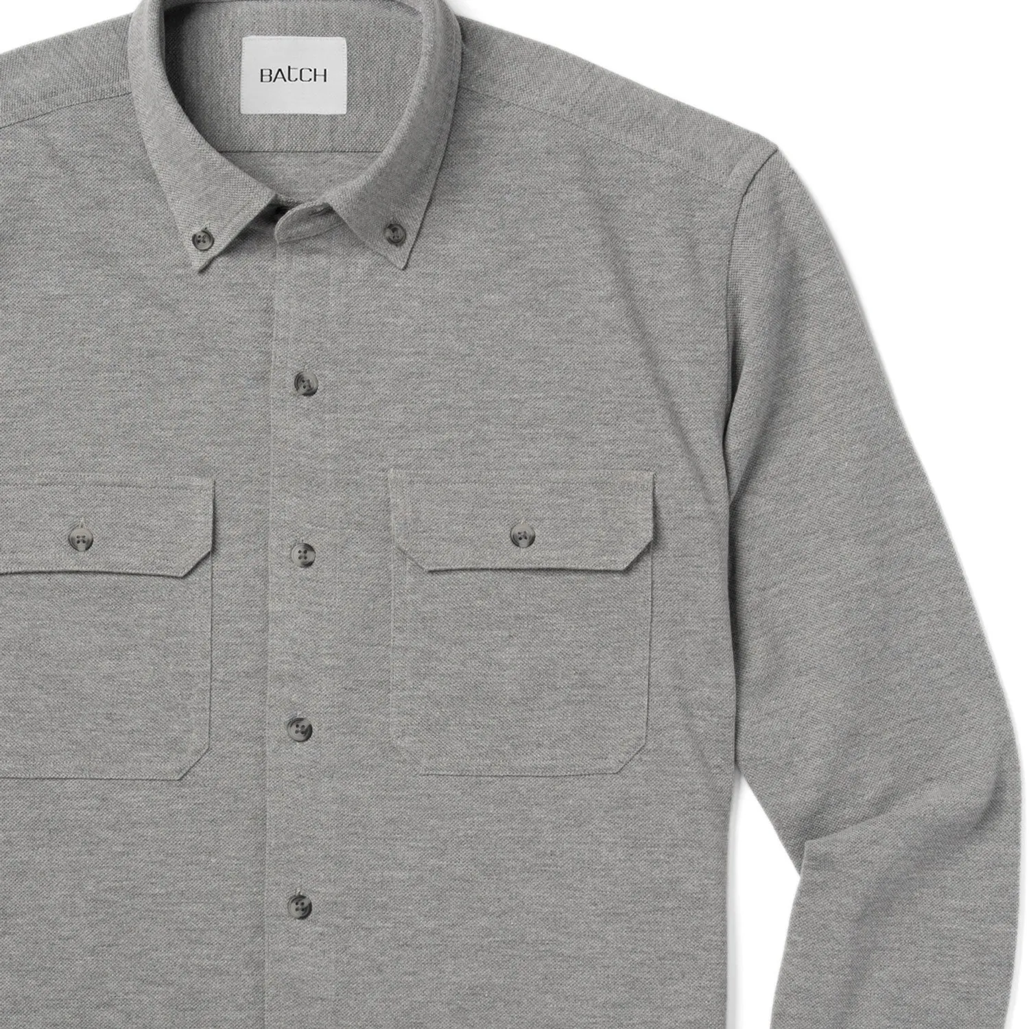 Constructor Knit Utility Shirt – Stone Gray Cotton Poly Pique