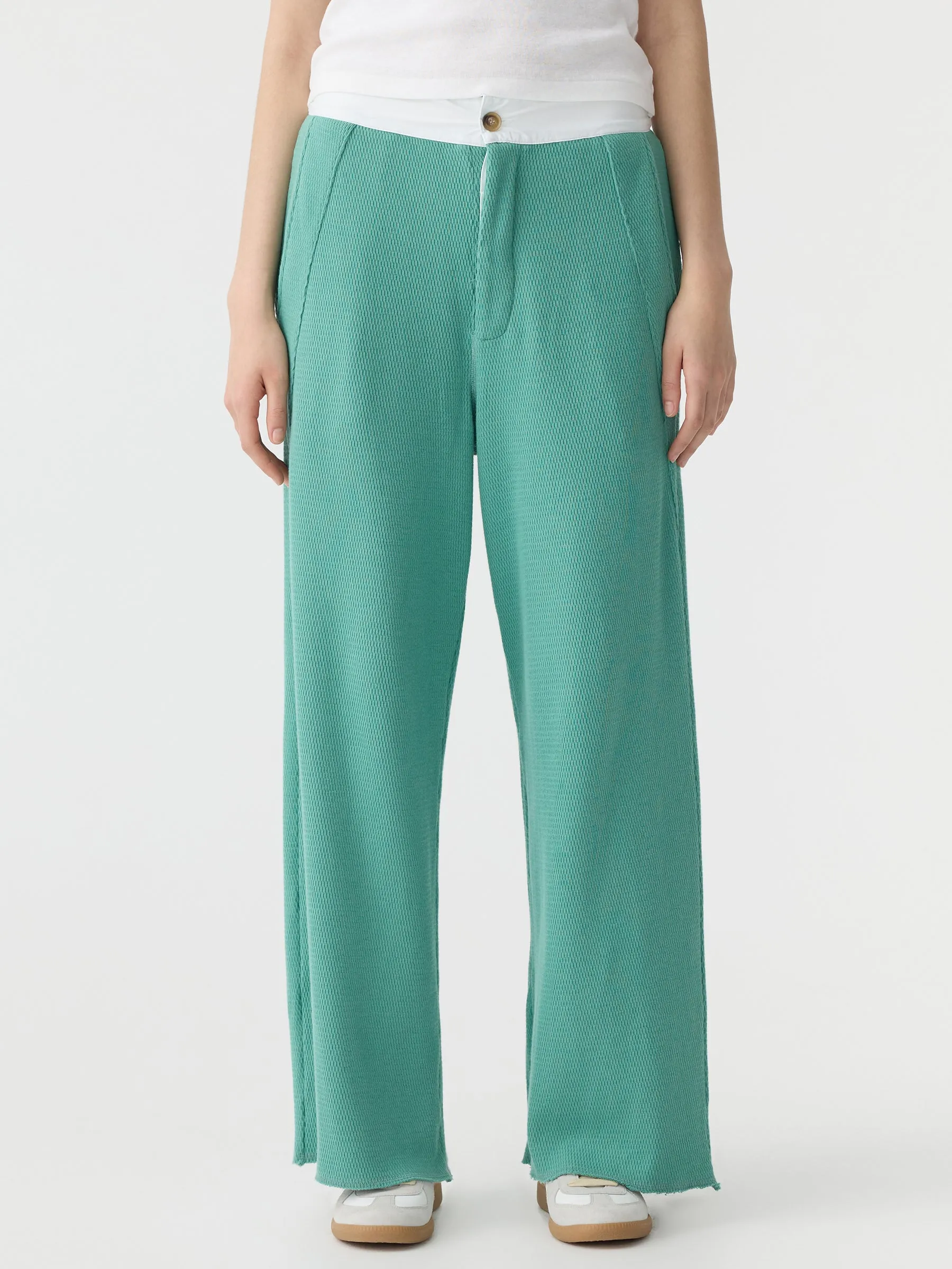 contrast placket waffle pant