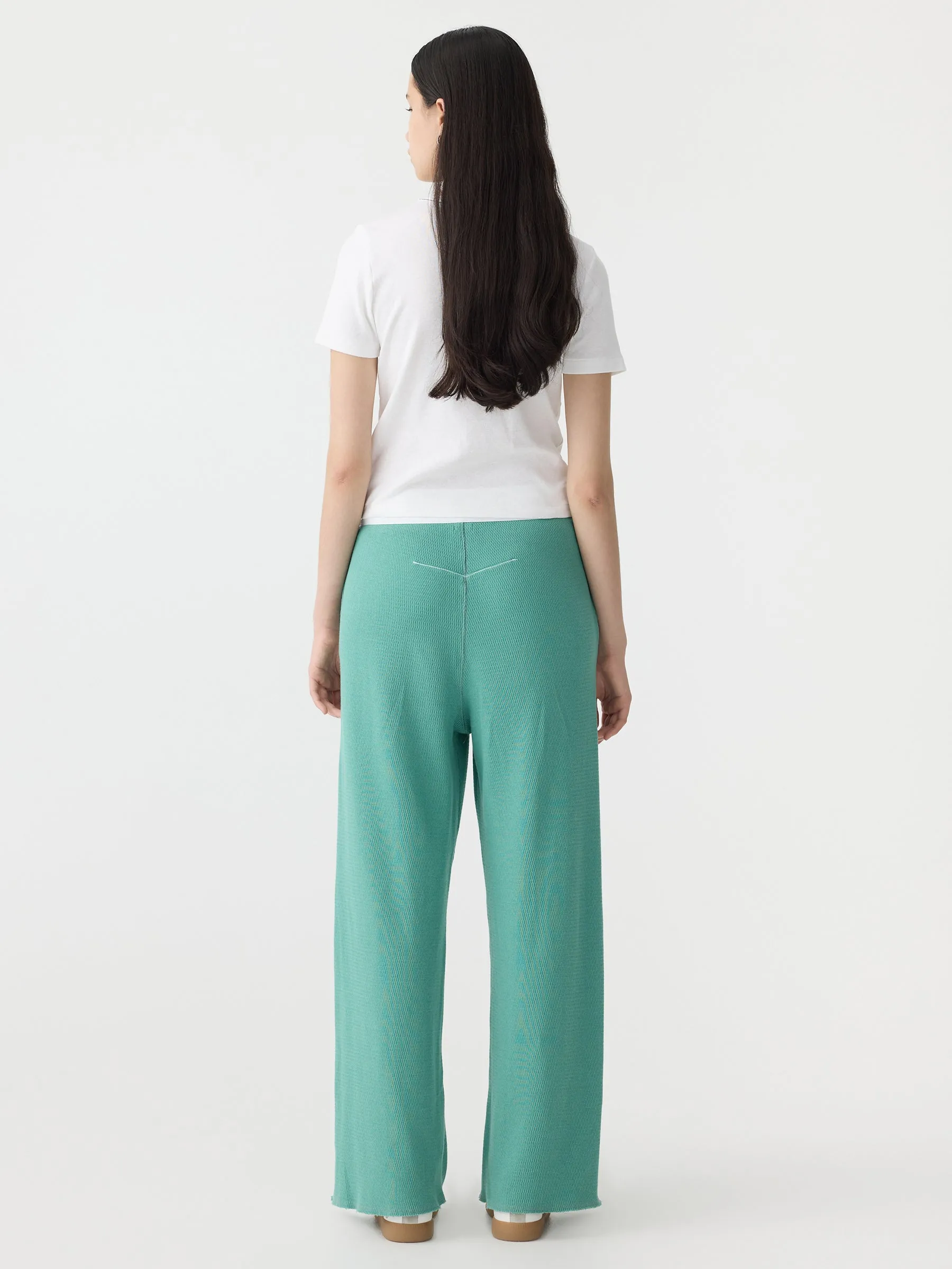 contrast placket waffle pant