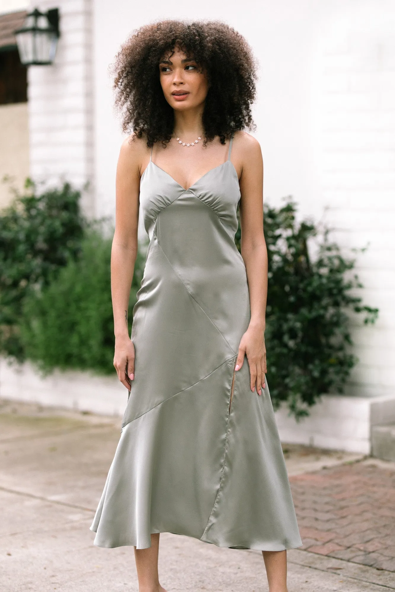 Coraline Tie Back Satin Dress