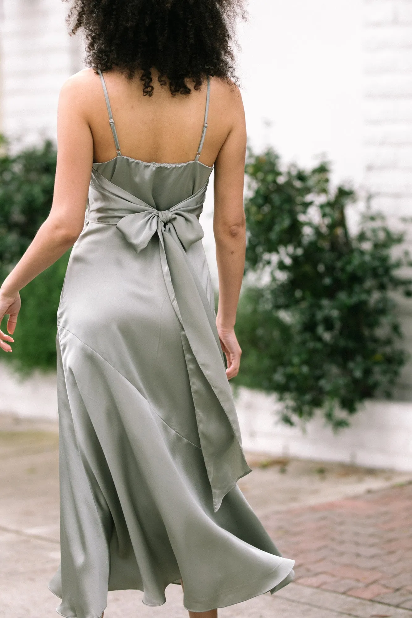 Coraline Tie Back Satin Dress