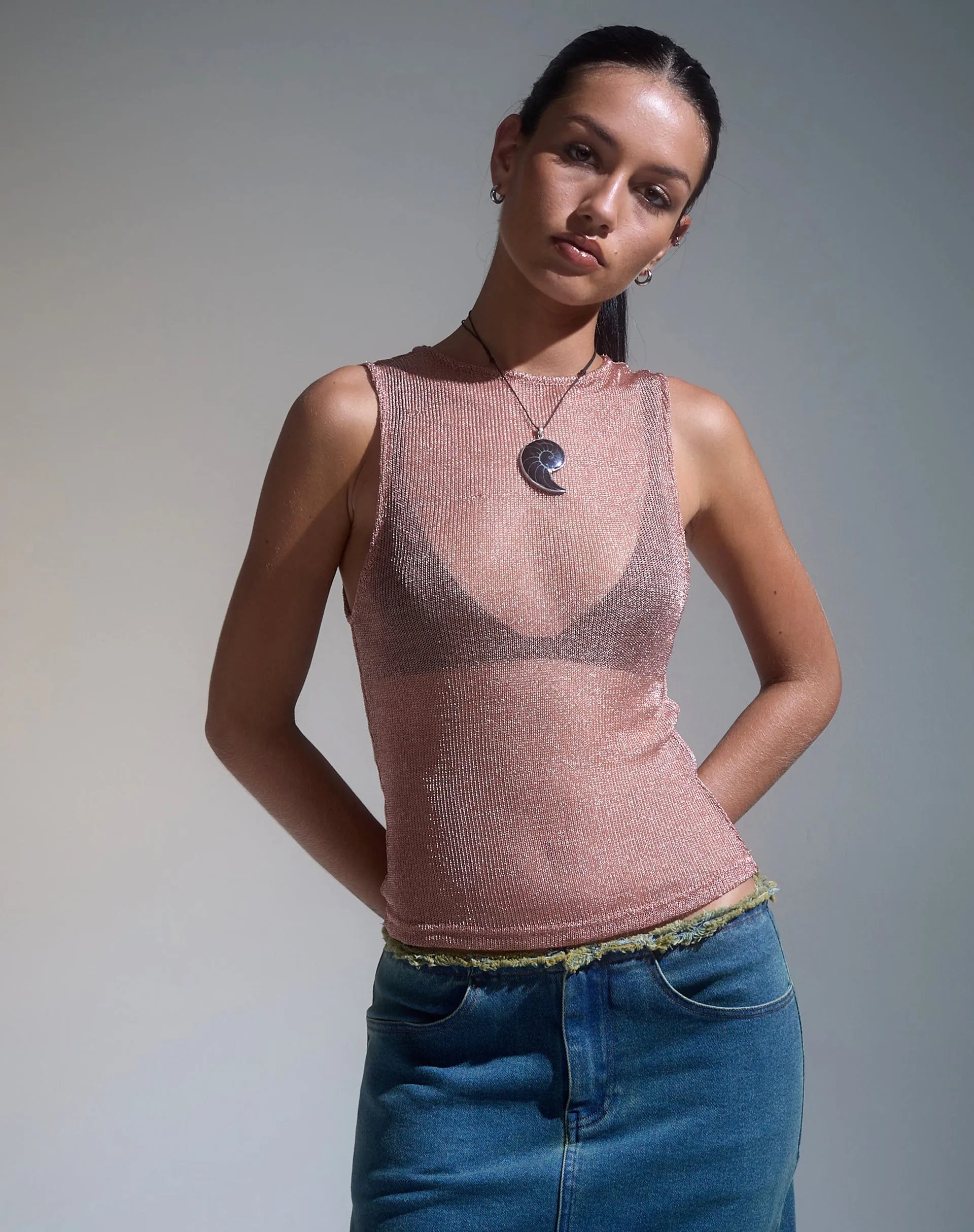 Cosima Tank Top in Rose Gold Chain