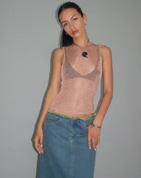 Cosima Tank Top in Rose Gold Chain