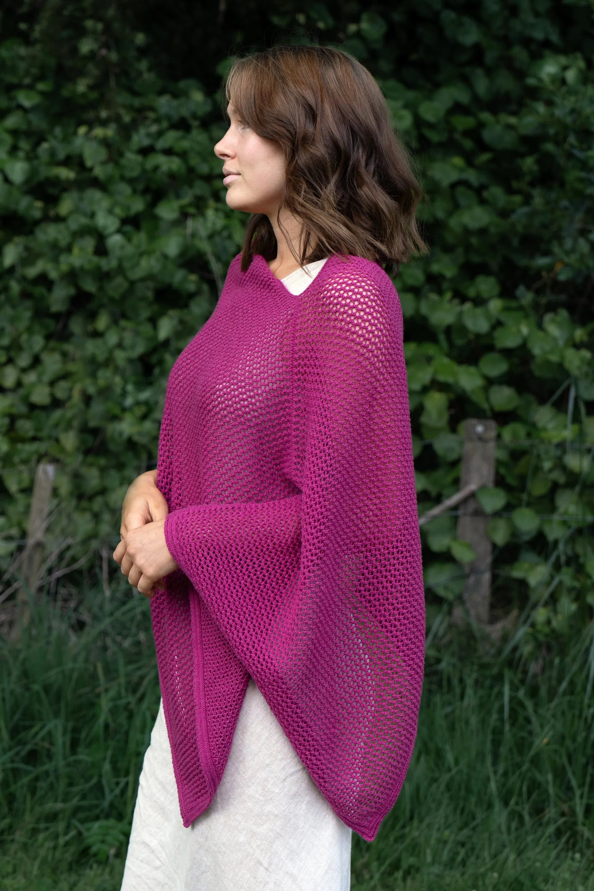 COTTON MERINO MESH PONCHO