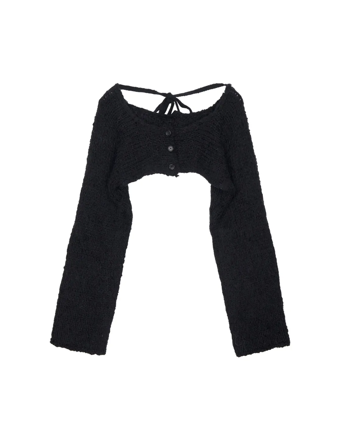 Cropped button fastening knit cardigan