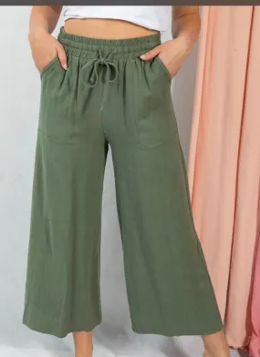 Curvy woven linen pants