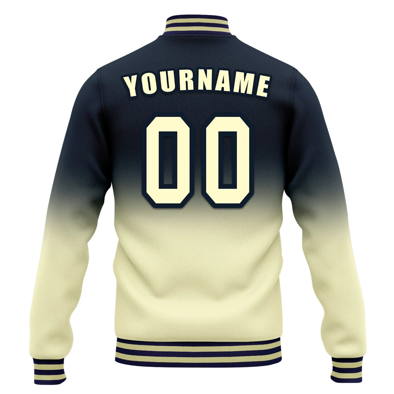 Custom Blue Yellow Fade Fashion Jacket Bomber Full-Snap Varsity Letterman Personalized Jacket FZ005-D020229-25