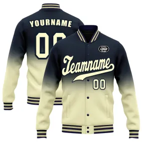 Custom Blue Yellow Fade Fashion Jacket Bomber Full-Snap Varsity Letterman Personalized Jacket FZ005-D020229-25