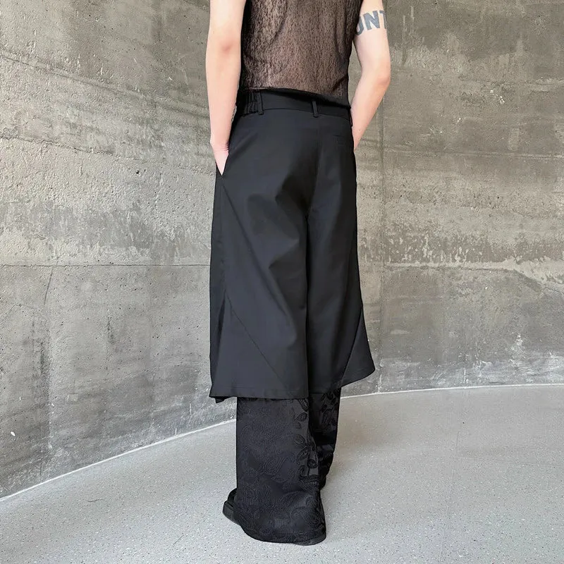 Dark Style Trousers Niche Design Personalized Patchwork Wide Leg Casual Pants Fashion Full Length Summer Trend 9C6004