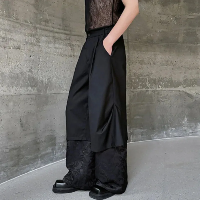 Dark Style Trousers Niche Design Personalized Patchwork Wide Leg Casual Pants Fashion Full Length Summer Trend 9C6004