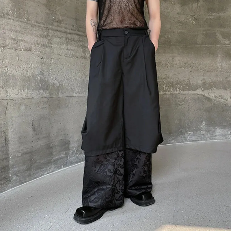 Dark Style Trousers Niche Design Personalized Patchwork Wide Leg Casual Pants Fashion Full Length Summer Trend 9C6004