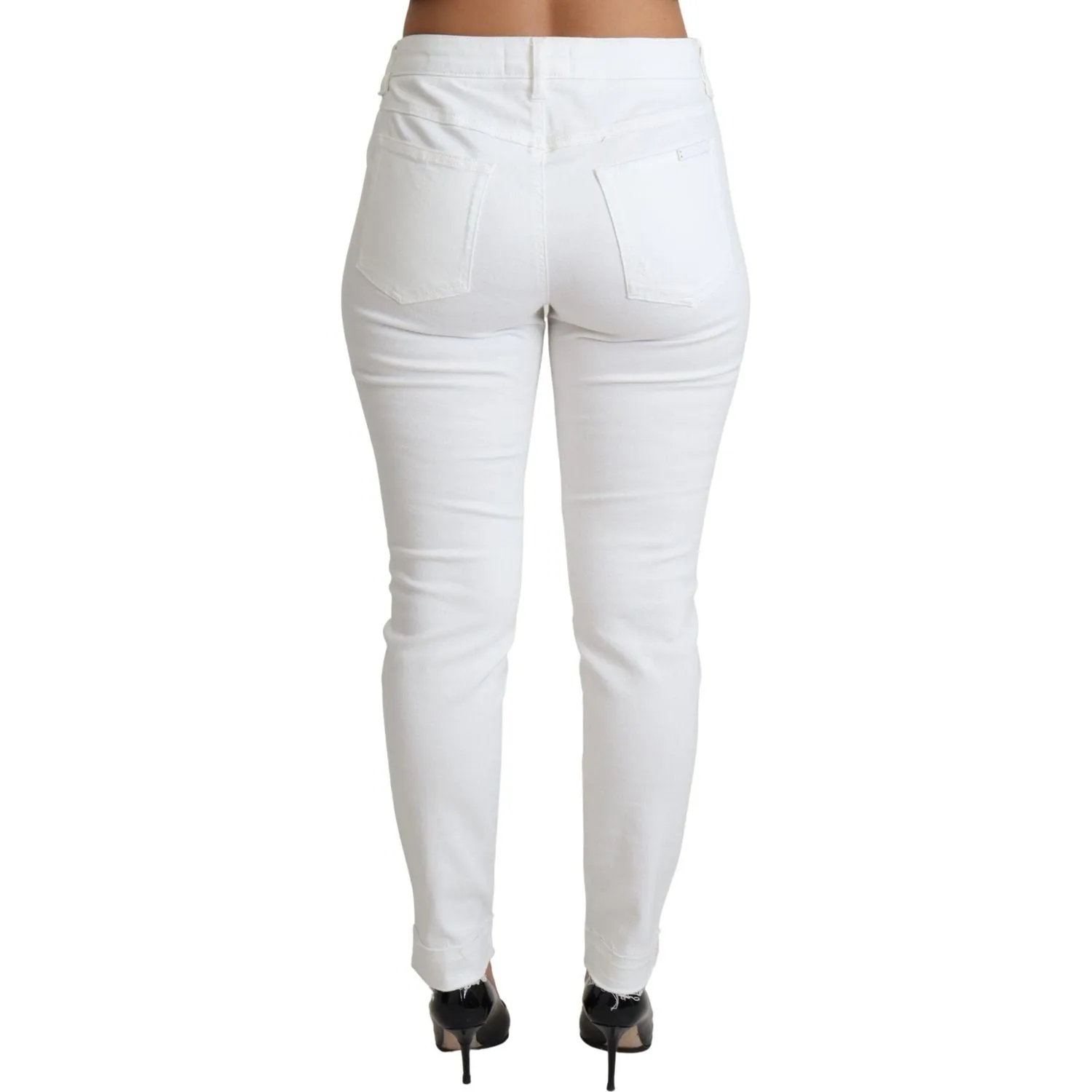 Dolce & Gabbana Chic White Mid Waist Designer Jeans