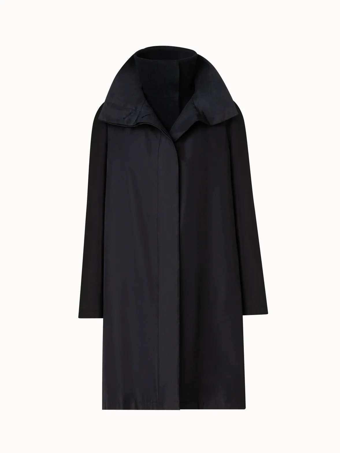 Double-Layered Wool Coat with Detachable Silk Layer