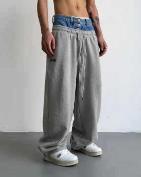 Drawstring Denim Flange Sweatpants