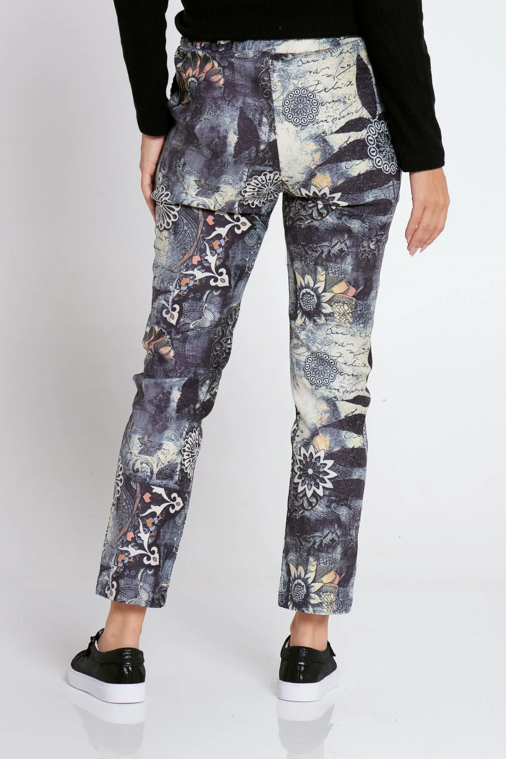 Edith Faux Suede Pants - Steam Punk Floral