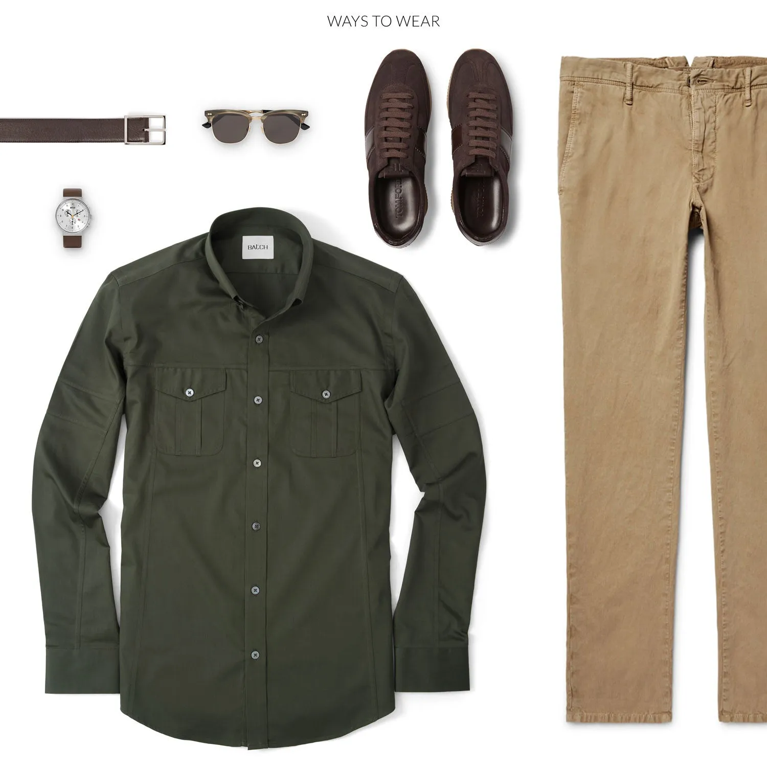 Editor Shirt – Olive Green Mercerized Cotton