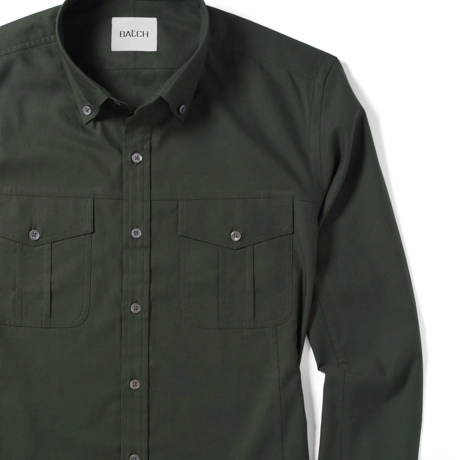 Editor Shirt – Olive Green Stretch Cotton Poplin