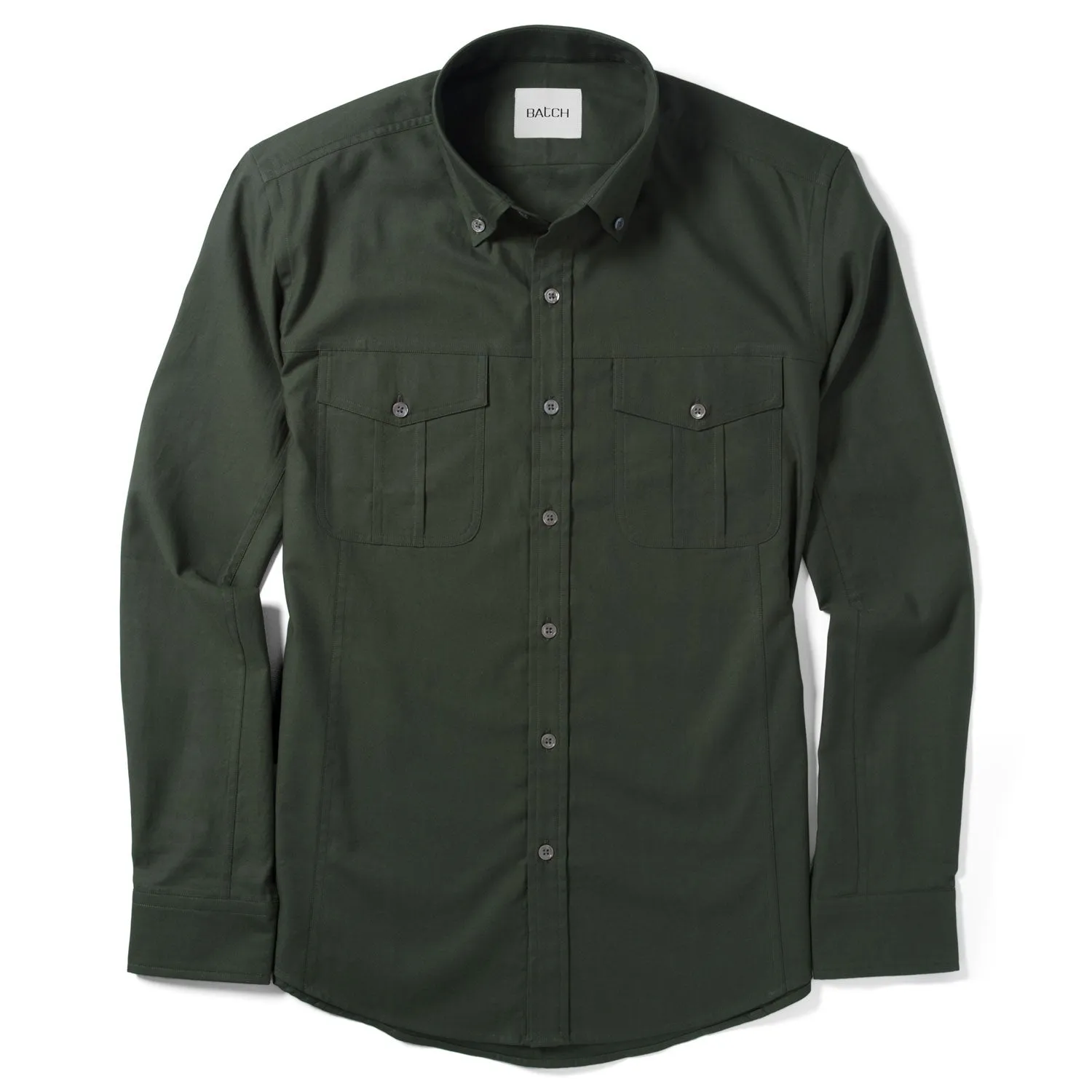 Editor Shirt – Olive Green Stretch Cotton Poplin