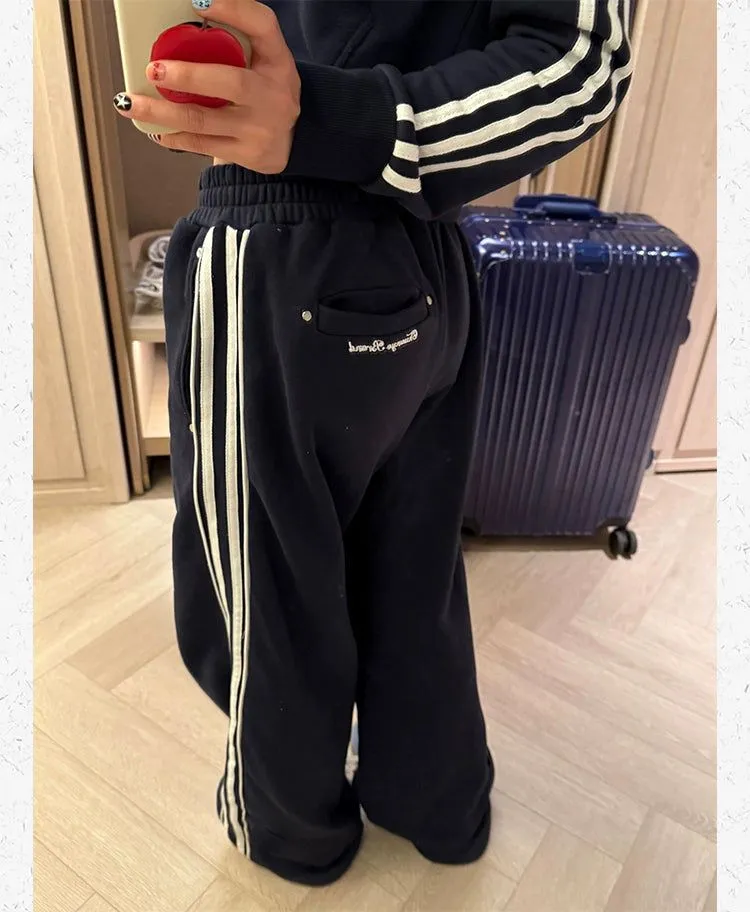 Elastic Waist Side Striped Sweatpants