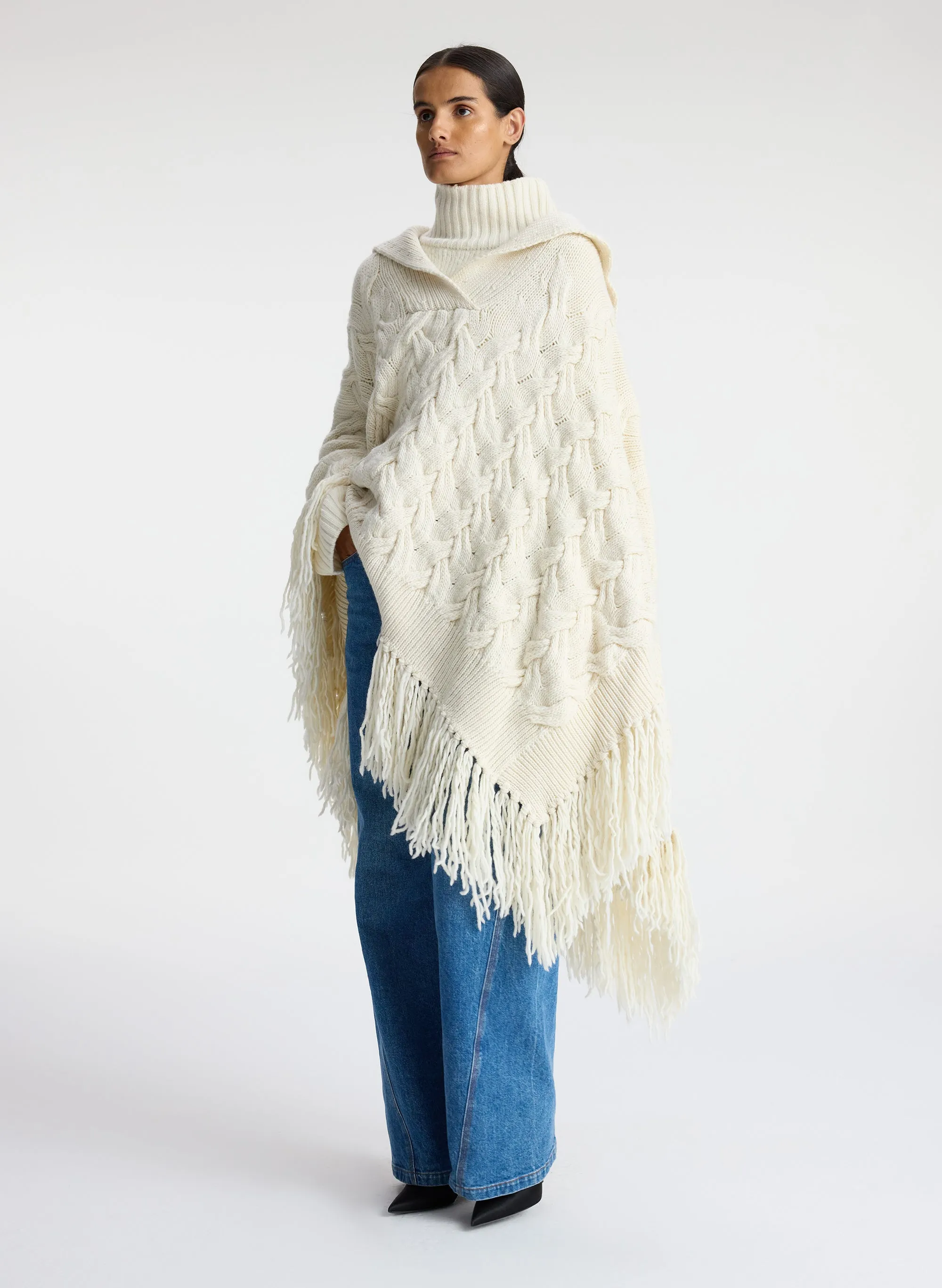 Emilia Wool Cable Poncho