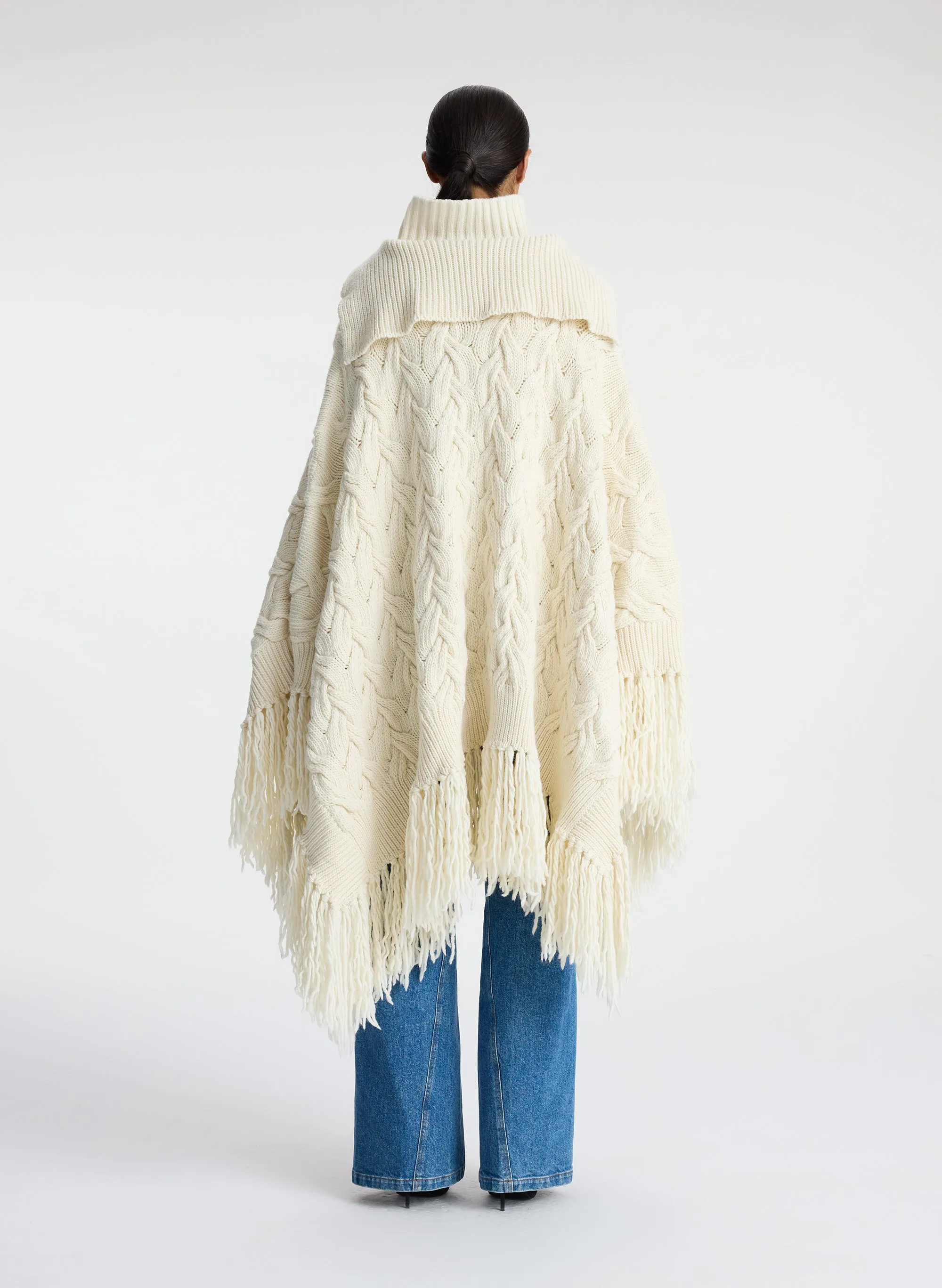 Emilia Wool Cable Poncho