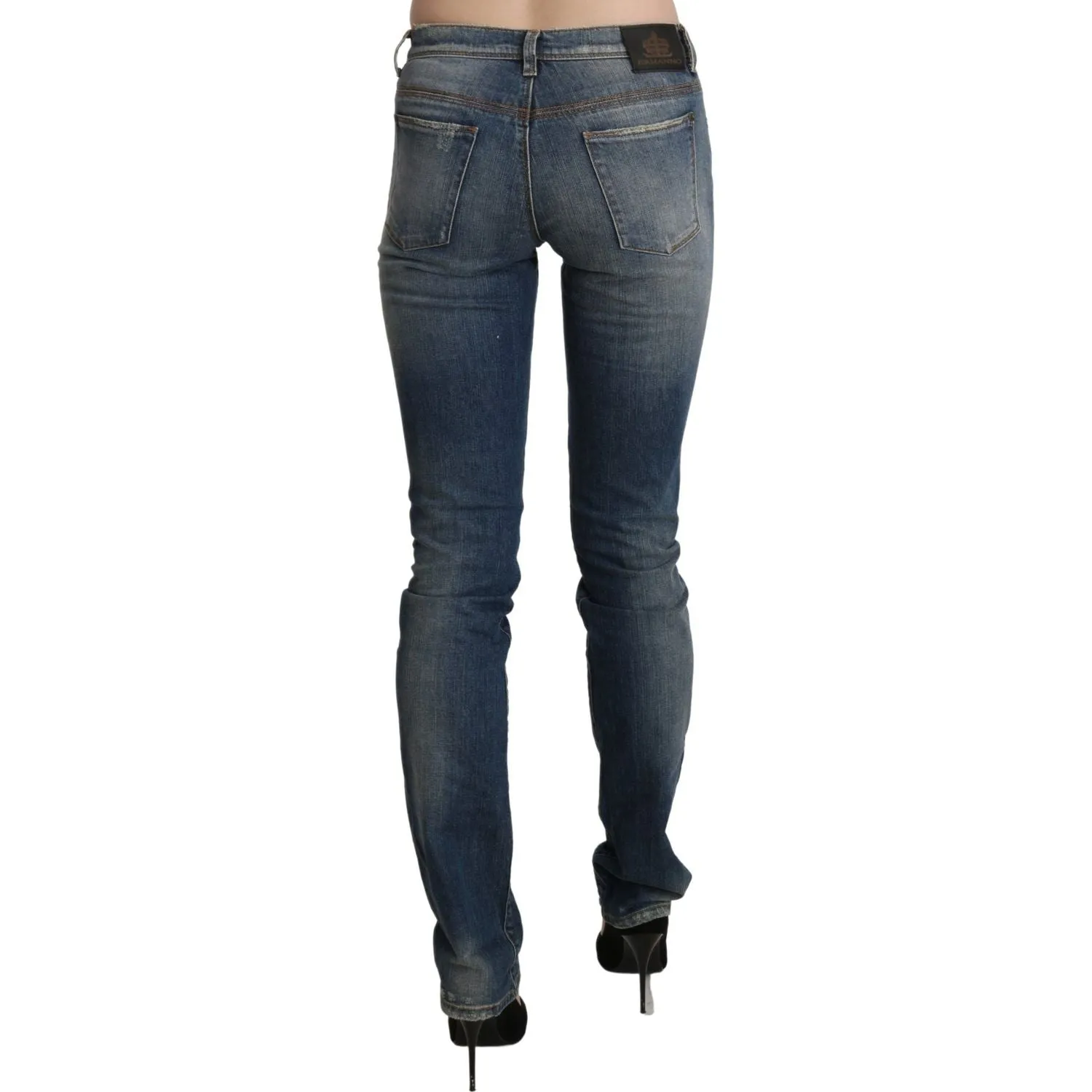 Ermanno Scervino Chic Mid Waist Skinny Denim in Blue Washed